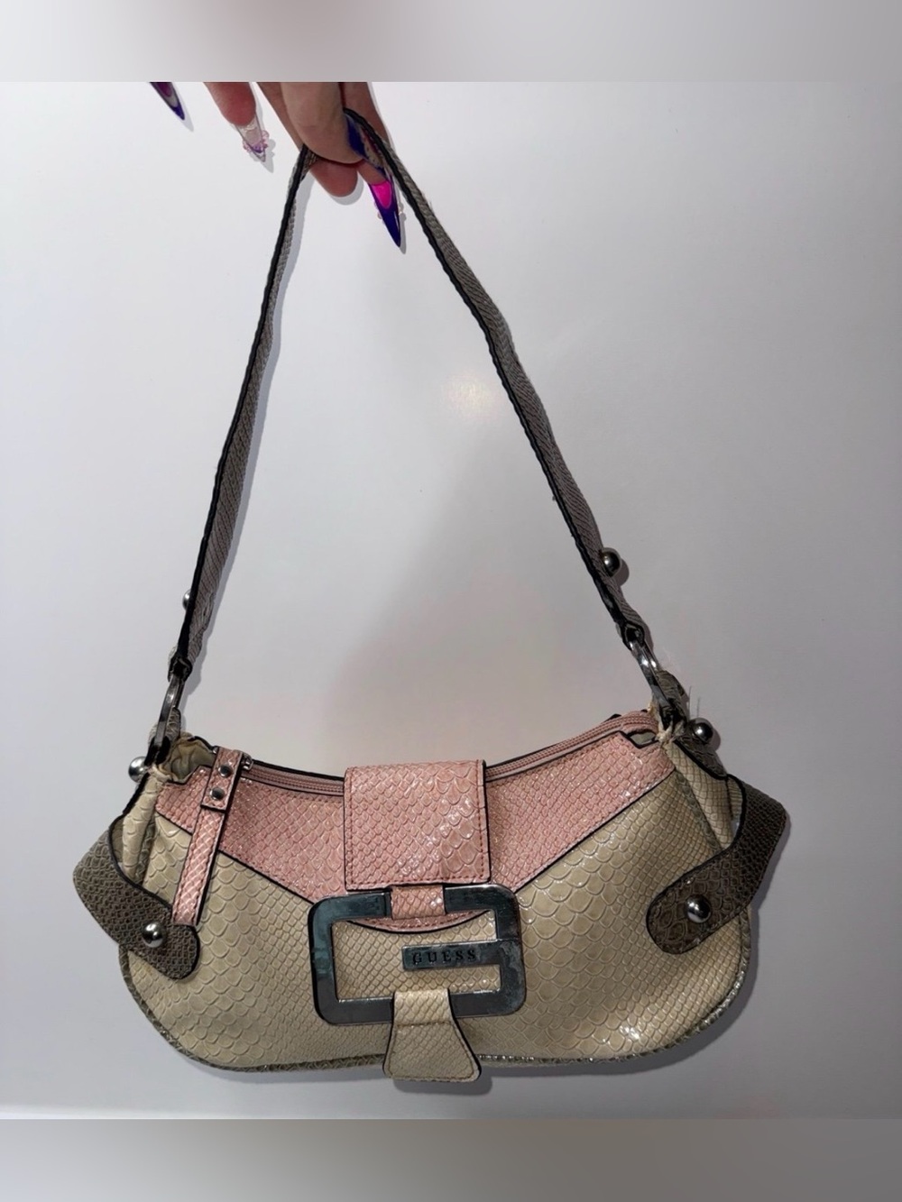 GUESS Two-Tone Pink and Cream Shoulder Bag